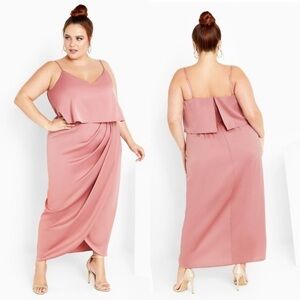 City Chic Baby Frill Sleeveless Maxi Dress - blush pink